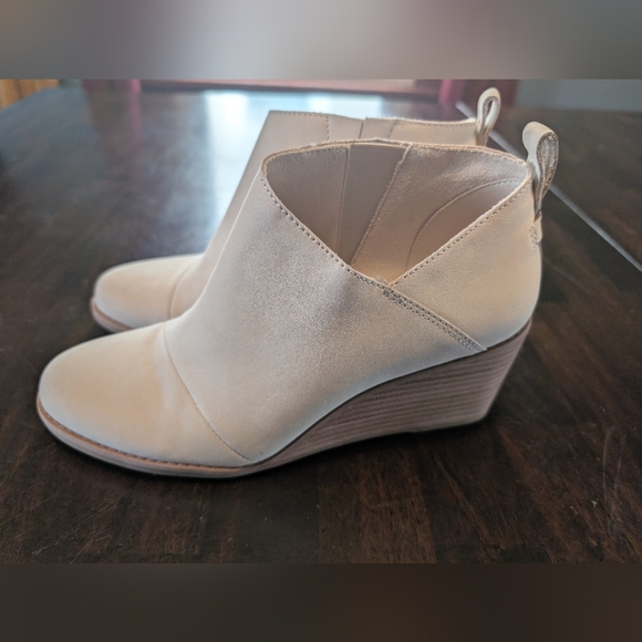 TOMS Marta Ankle Wedge Booties, Women's 7, Cream - Picture 2 of 7